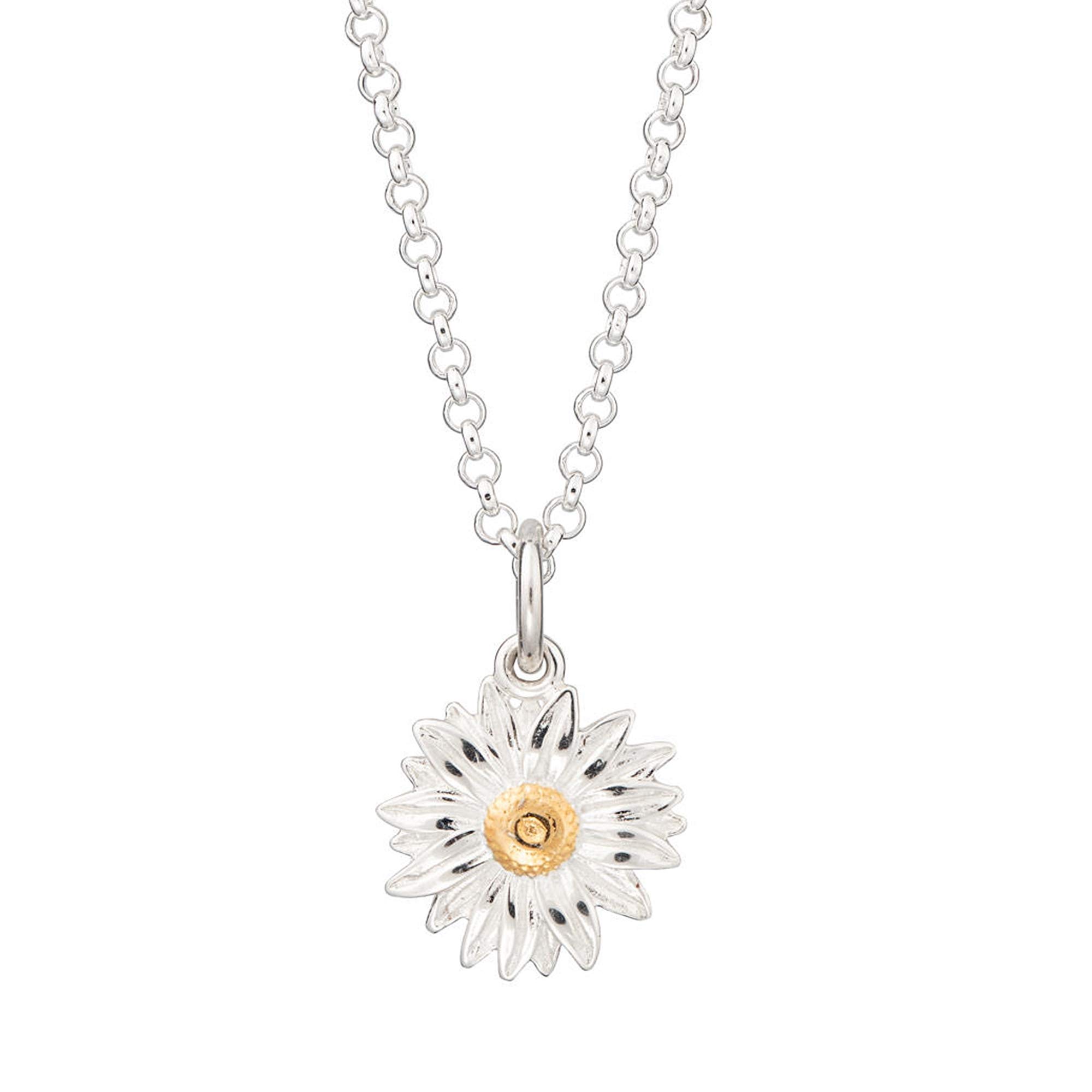 Lily CharmedWomen's 925 Sterling Silver Daisy Pendant Necklace With 18 Inch Chain