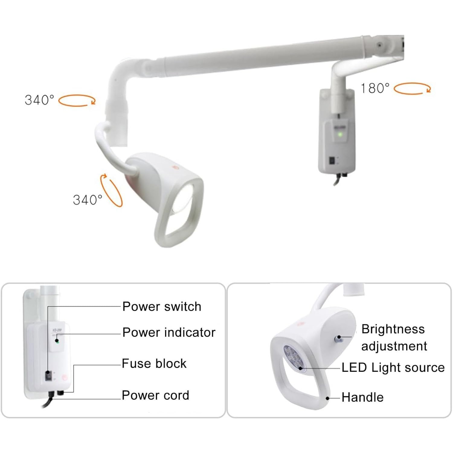 Oświetlenie Jamy Ustnej LED, Lampa Do Badania Stomatologicznego O Mocy 21 W, Z Dużym Uchwytem, ​​z Swobodną Regulacją Jasności I Swobodnym Obrotem Pod Różnymi Kątami Do Badania Jamy Ustnej