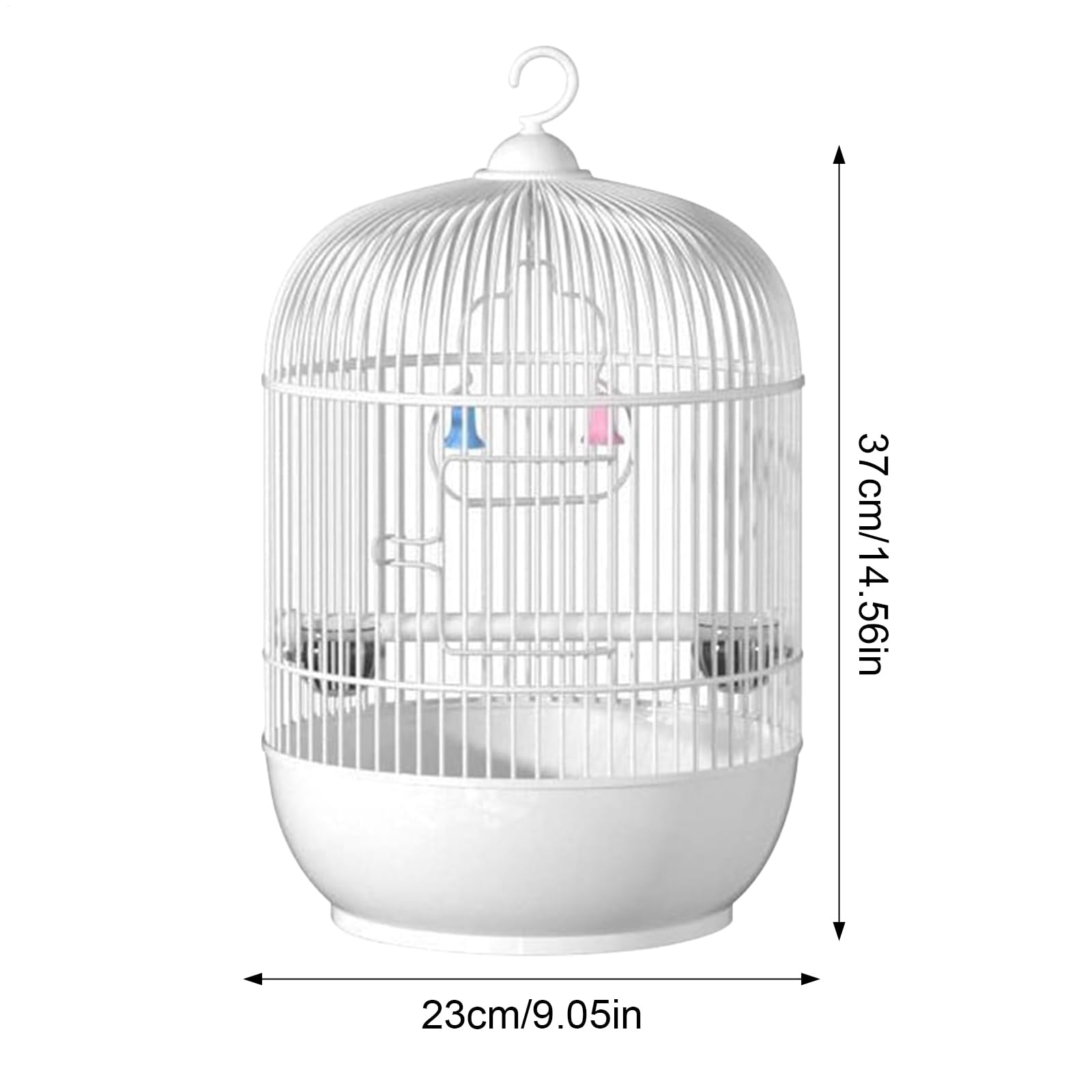 Bird Cage, Parakeet Carrier, Travel Cage, Sturdy Iron Frame, Built-In Handle and Perch, Ideal for Travel or Home Use, 9.05x9.05x14.57 Inches, White Color, 1 Piece