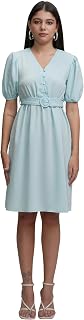 Tokyo Talkies Women's Elegant A-Line Dress with Belt & Pleated Dress, Sophisticated Full-Sleeve Style for Any Occasion Price In India