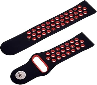 سوار معصم بديل من السيليكون قابل للتعديل بتصميم فتحات لساعة سامسونج جالاكسي سمارت، مقاس 22 ملم من جي باور، أسود وأحمر