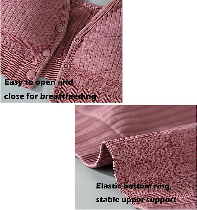 Image of Women's Maternity Nursing Bra Wirefree Cotton Breastfeeding Pregnancy Bra Underwear Comfy Bralette Front Button Closure