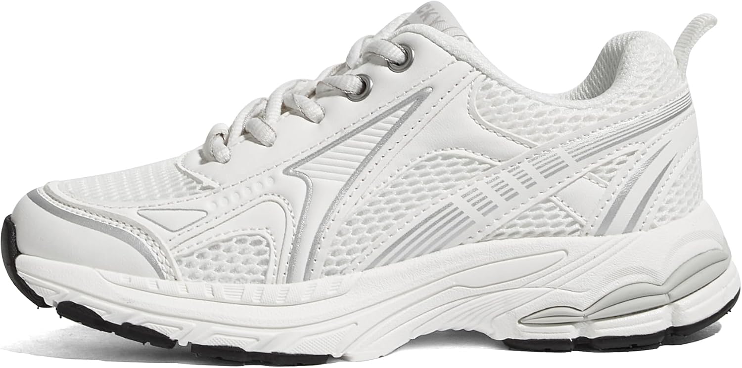 LUCKY STEP Kids'Athletic Sneakers Running Sport Lace Up Lightweight Breathable Mesh Casual Tennis Footwear Comfort Walking Shoes for Boys Girls Big Kid