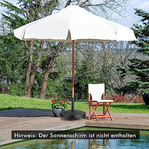 COSTWAY Stojak na parasol przeciwsłoneczny 23 kg z rolkami i uchwytami, stojak na parasole do drążków o średnicy 38/48 mm, Ø 52 cm, stojak na parasole ogrodowe, na balkon