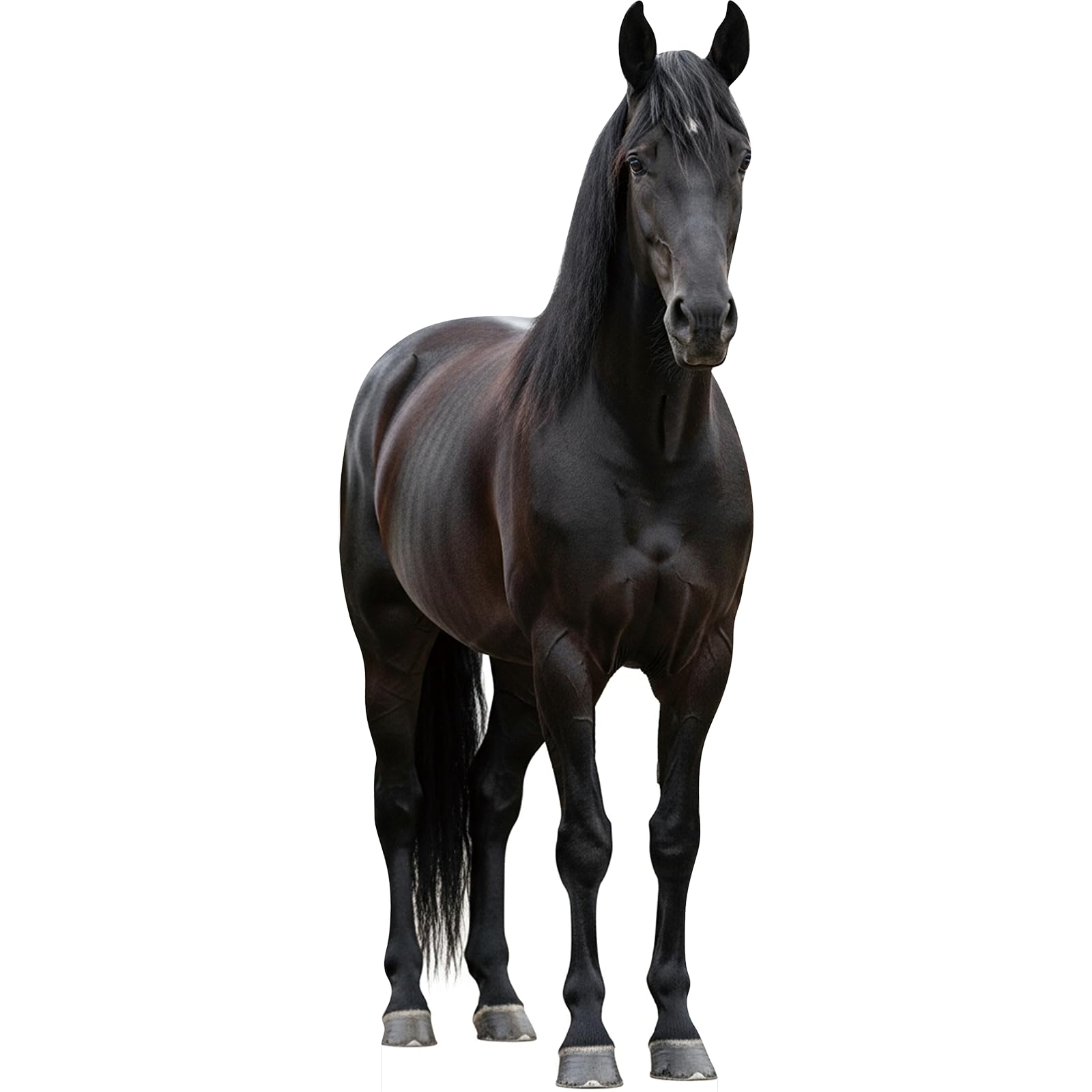Black Horse 4FT Life Size Cardboard Cutout, Animal Standup, 1 PC
