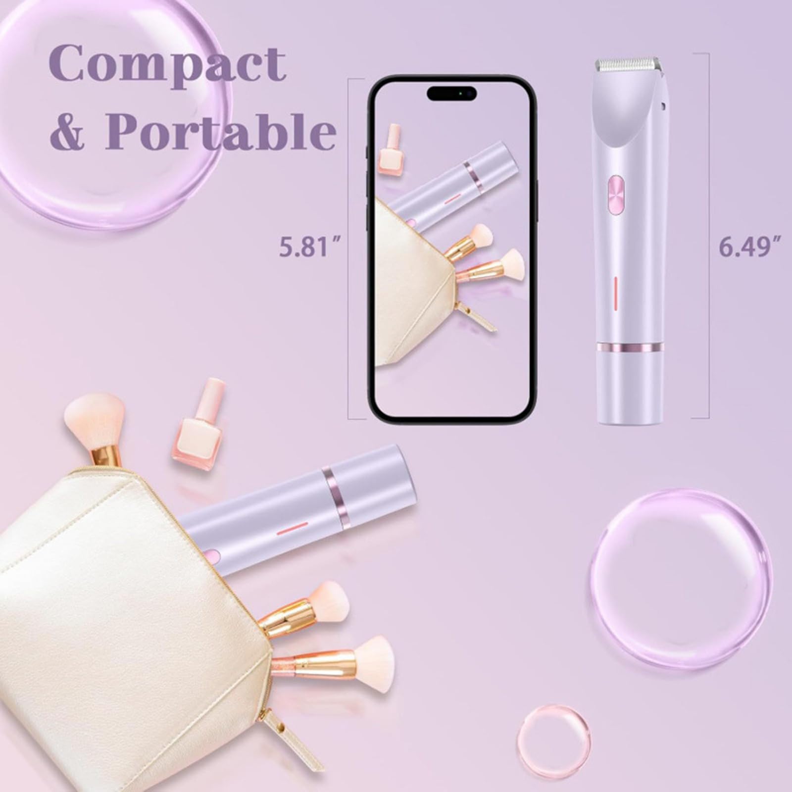 Recortadora de bikini para mujer, maquinilla de afeitar eléctrica indolora para piel de seda, afeitadora corporal inalámbrica para viajes, maquinilla de afeitar facial reemplazable, IPX7