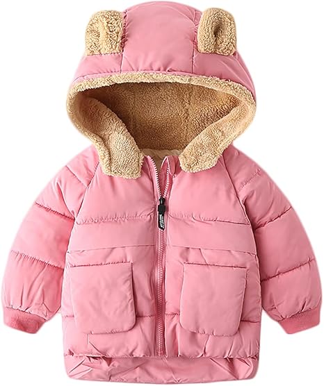 Amazon Co Jp ユワンｙｕｗａｎ ベビー アウター キッズ ダウンコート ダウンジャケット 女の子 子供 コート 女児 冬服 幼児 赤ちゃん フード付きコート 防寒 かわいい ピンク 90 服 ファッション小物
