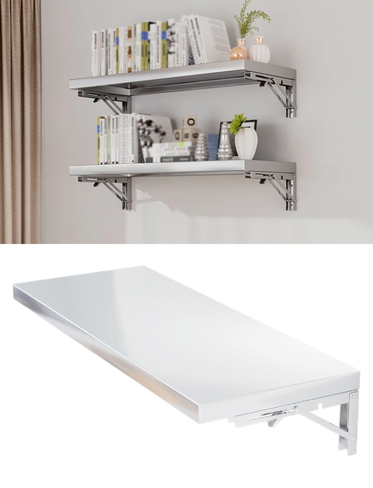 Étagère pliante pour fenêtres de remorques en inox gain de place