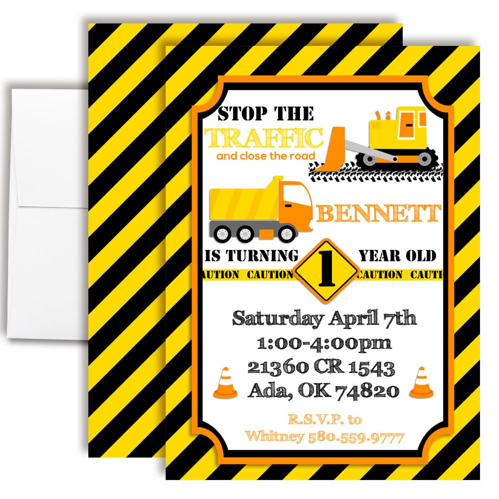 【D30201】invitation Amazon.com : Construction Invitation Custom Birthday Equipment