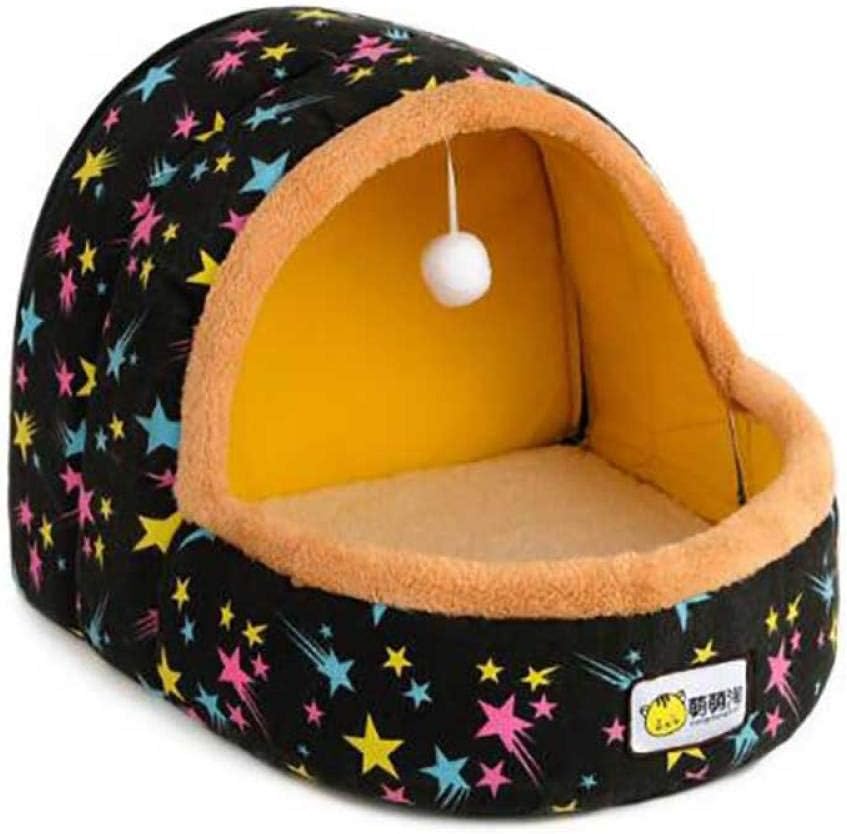 ペットハウス 猫の家 高級冬暖かい犬のベッド小型犬ソフトコットンペット猫の家の掃除が簡単素敵な猫のベッド黒33x34 Cm Seal限定商品