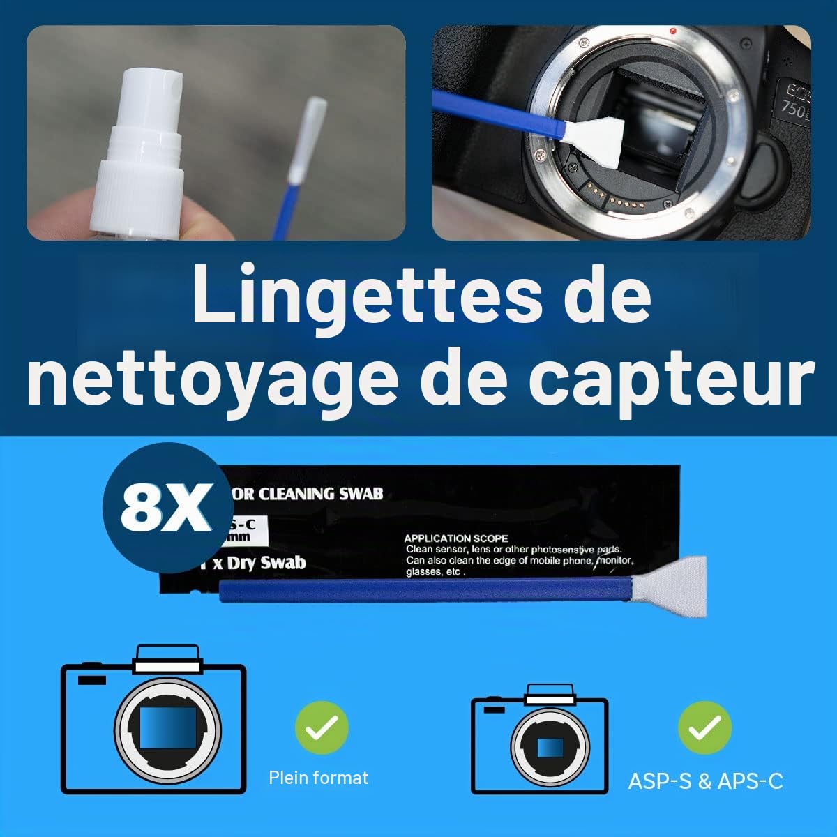 MMOBIEL Kit de Nettoyage d'Objectif d'Appareil Photo - 53 pcs - Kit pour Appareil Photo Reflex Numérique avec Cotons-Tiges de Nettoyage APS-C et Full Frame - Manuel d'Instruction Inclus