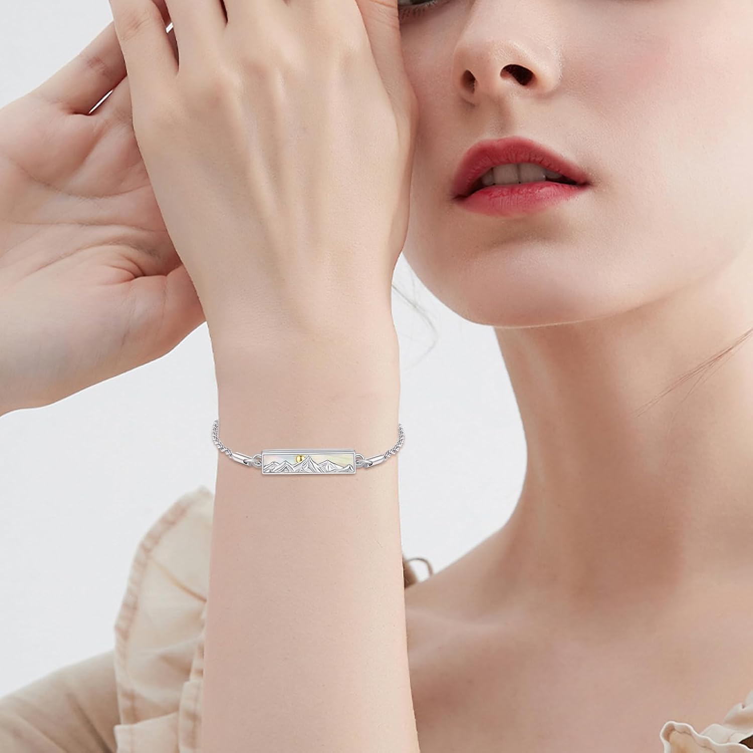 Mountain Urn Bracelet for Ashes for Women S925 Sterling Sliver Cremation Jewelry for Men Mustard Seed Memorial Keepsake Ash Holder Charm - Image 4