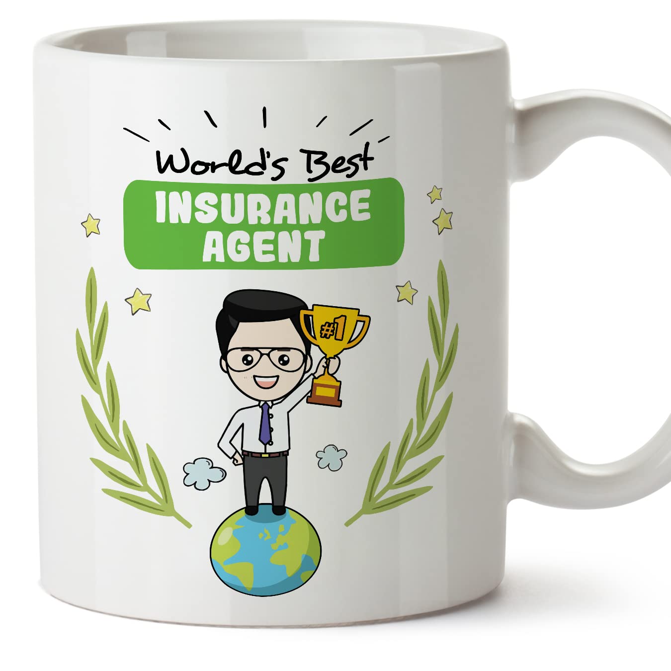 MUGFFINS Insurance Agent Man Mug - in English - World's Best - Funny Gift for Colleagues - Ceramic 11oz Mug