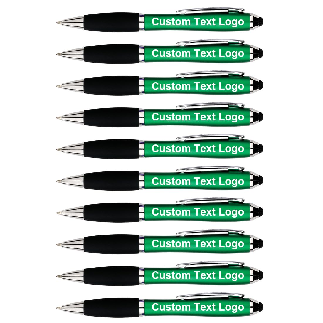 HEYZARDA Personalised Pens with Name Text Icon Logo Engraver for Business School Office Custom Ballpoint Pen, green 50 Pc