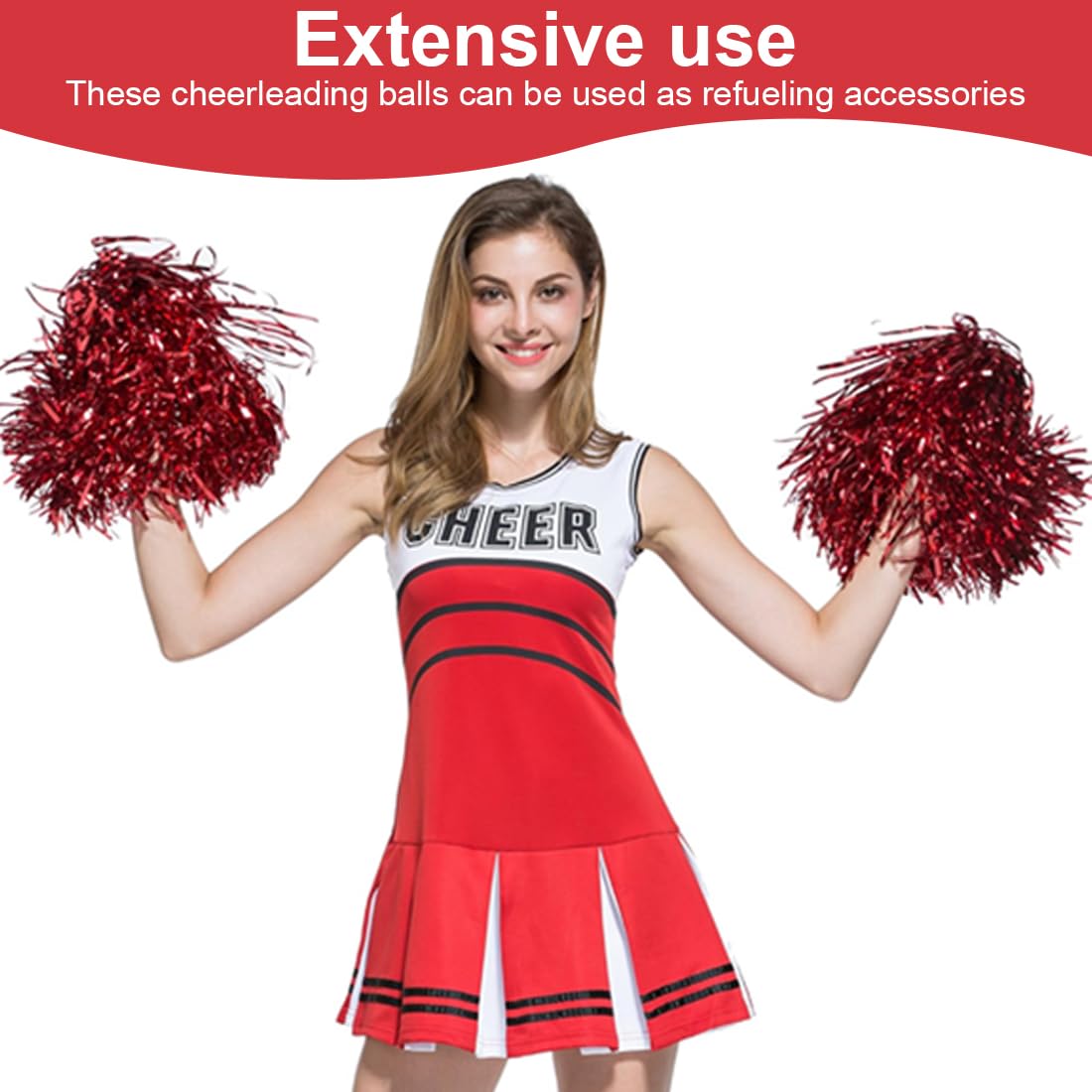 Pom Poms Cheerleader Rot – Metallic Pompoms Für Kostüme, Karneval, Partys