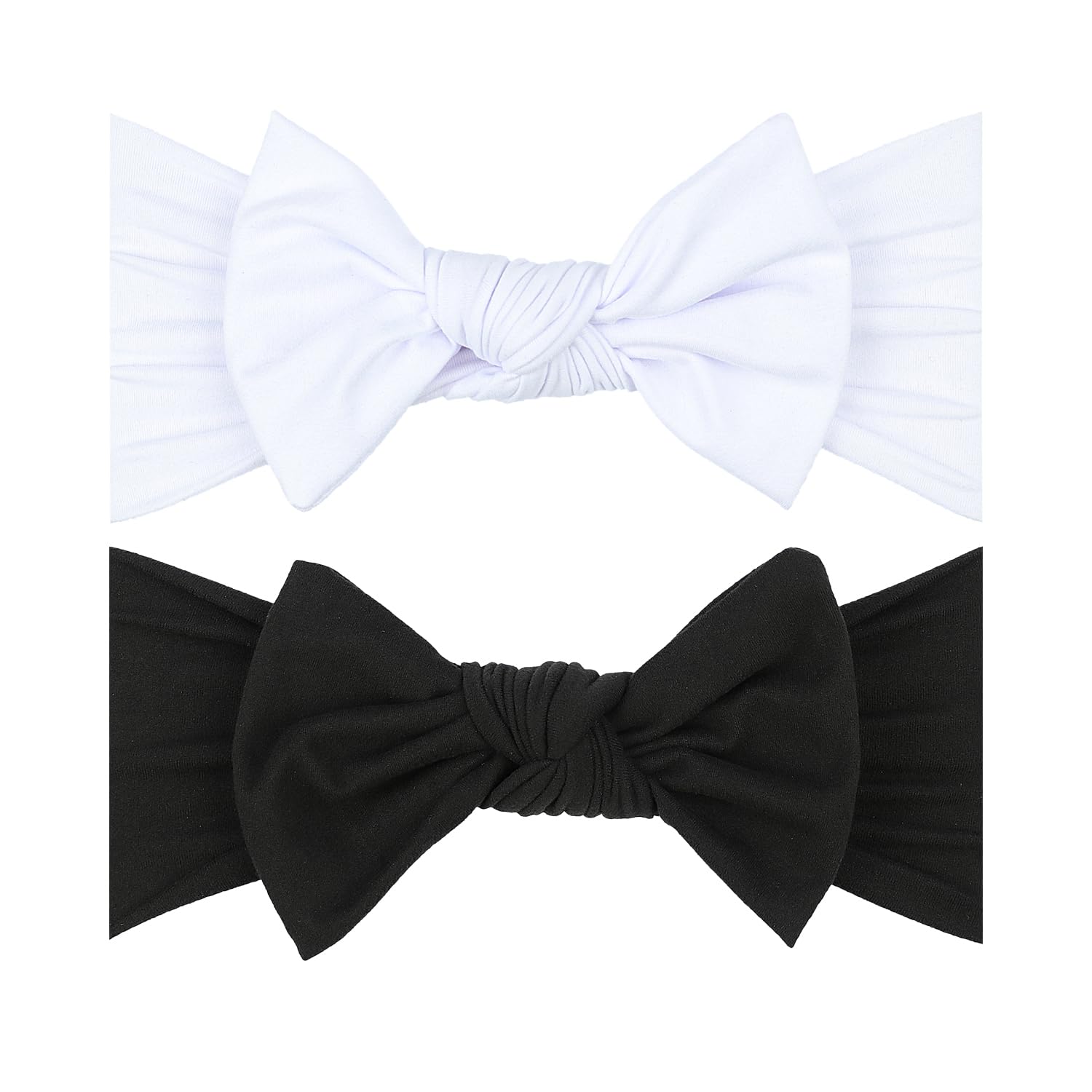 LemonSpce Handmade Baby Head wrip with Bows Premium Stretchy Soft Infant Comfortable Baby Bows for Newborn girls boys,Toddler-Trendy and Classic Designs (Black White)