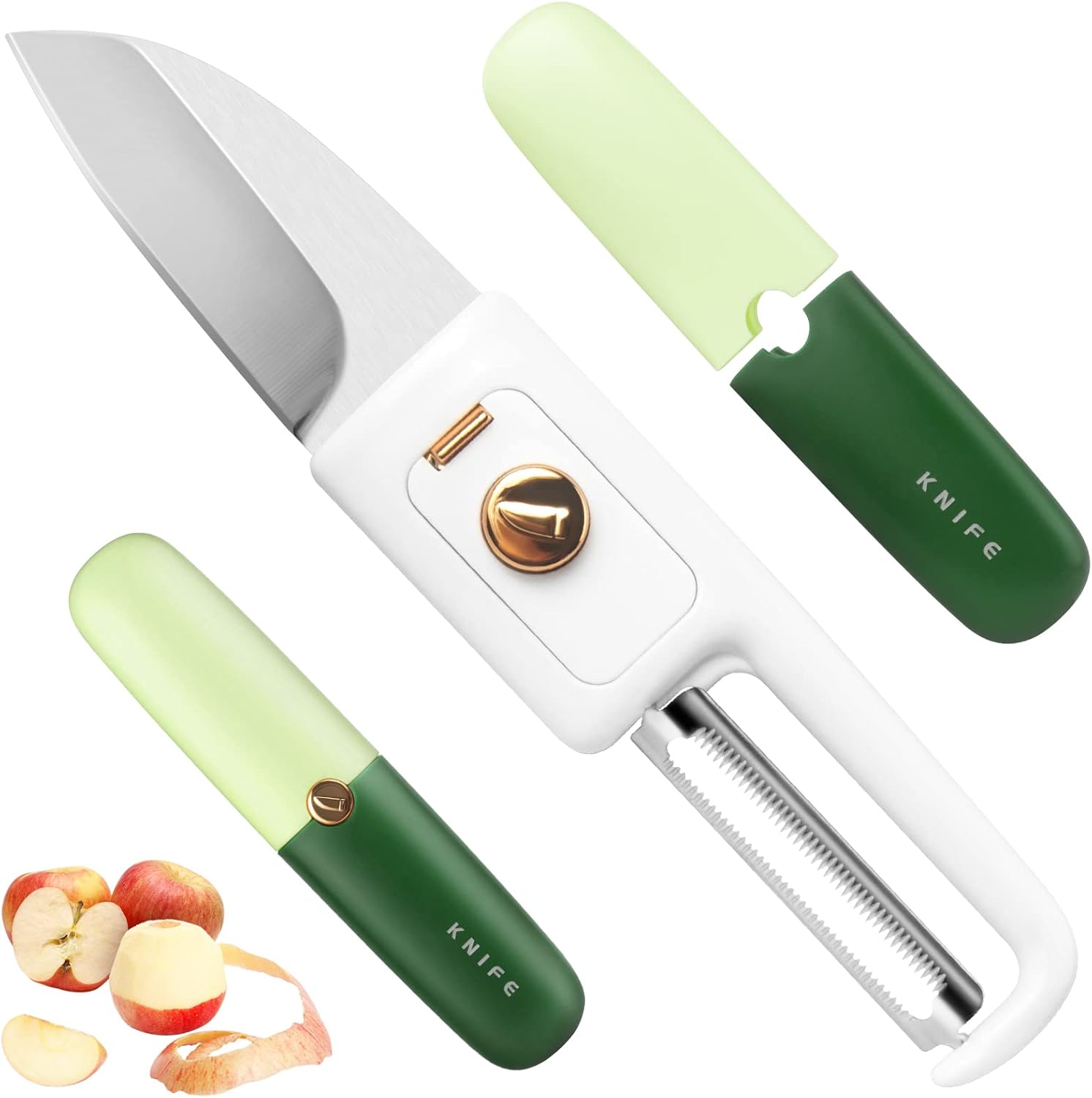 2Pcs Dual Function Peeler Knife Set, Keweis Portable Fruit