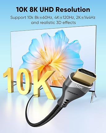 10K 8K Short HDMI Cable 6.6FT 2-Pack + 4FT 2-Pack Bundle, HDMI Cord 2.1 Shielded Cable 48Gbps Ultra High Speed (8K@60Hz, 4K@144Hz, HDR10+, eARC, 3D, HDCP2.3) for Monitor/HDMI Switch/Camera/TV