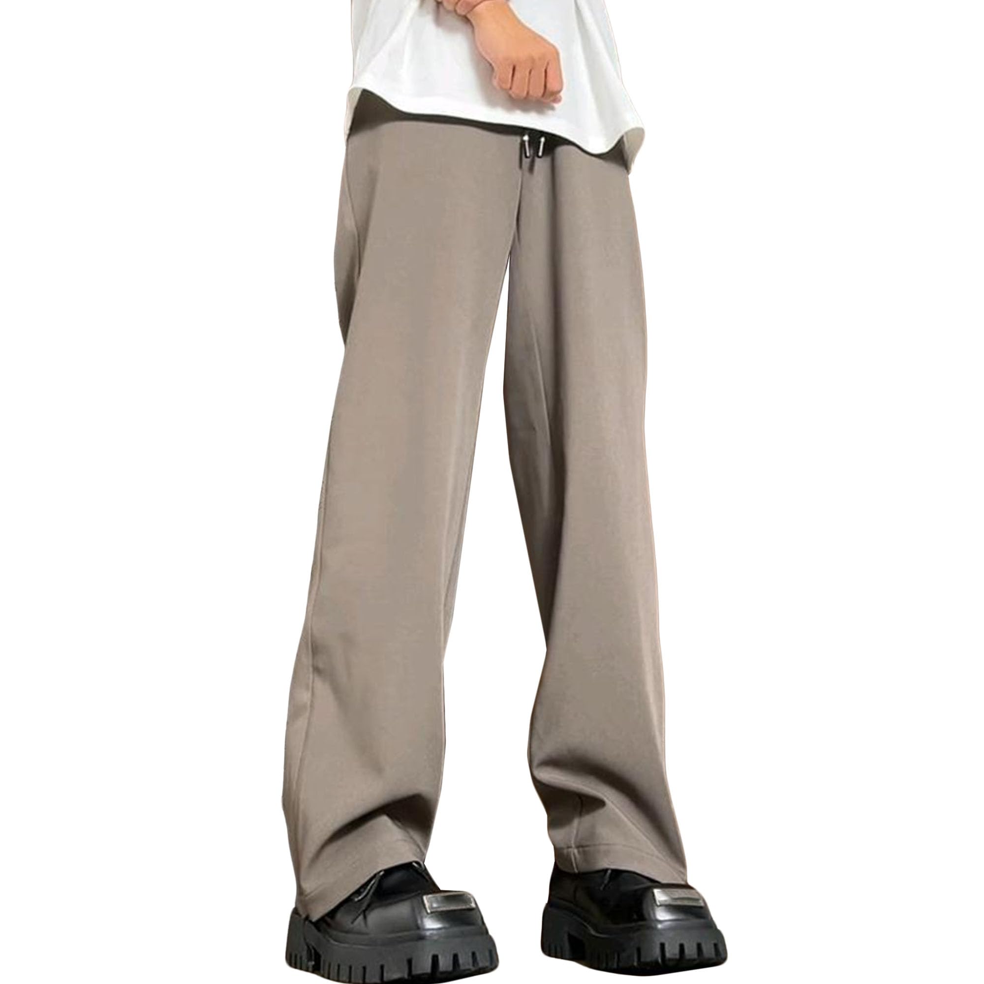 Mens Italian Style Pleated Vintage Pants Long Straight Wide Leg Suit Pants Baggy Zipper Fly Pleated Trousers