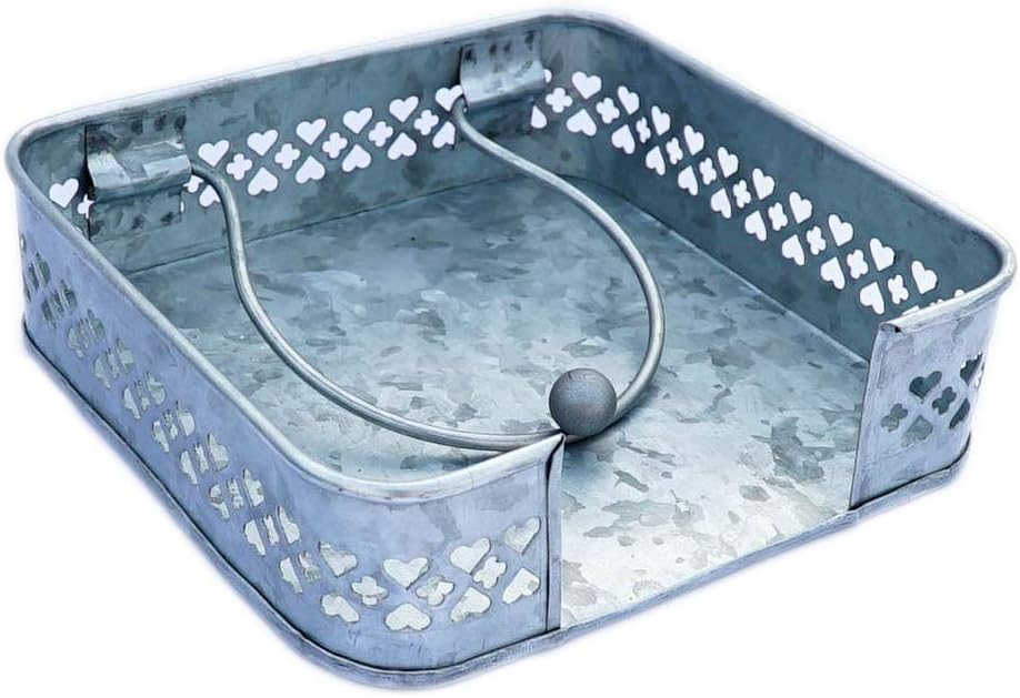 NIRMAN Galvanized Metal Napkin Holder Perfect for Smaller Paper Bar Square Equestrian/Tack Napkins