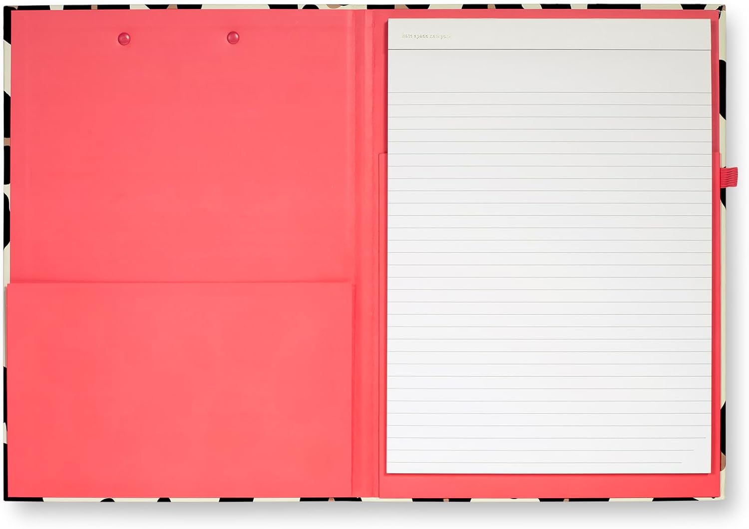 Kate Spade New York Leopard Print Clipboard Folio with Low Profile Clip, Professional Padfolio Includes Lined Notepad, Pen Loop, and Pocket, Forest Feline