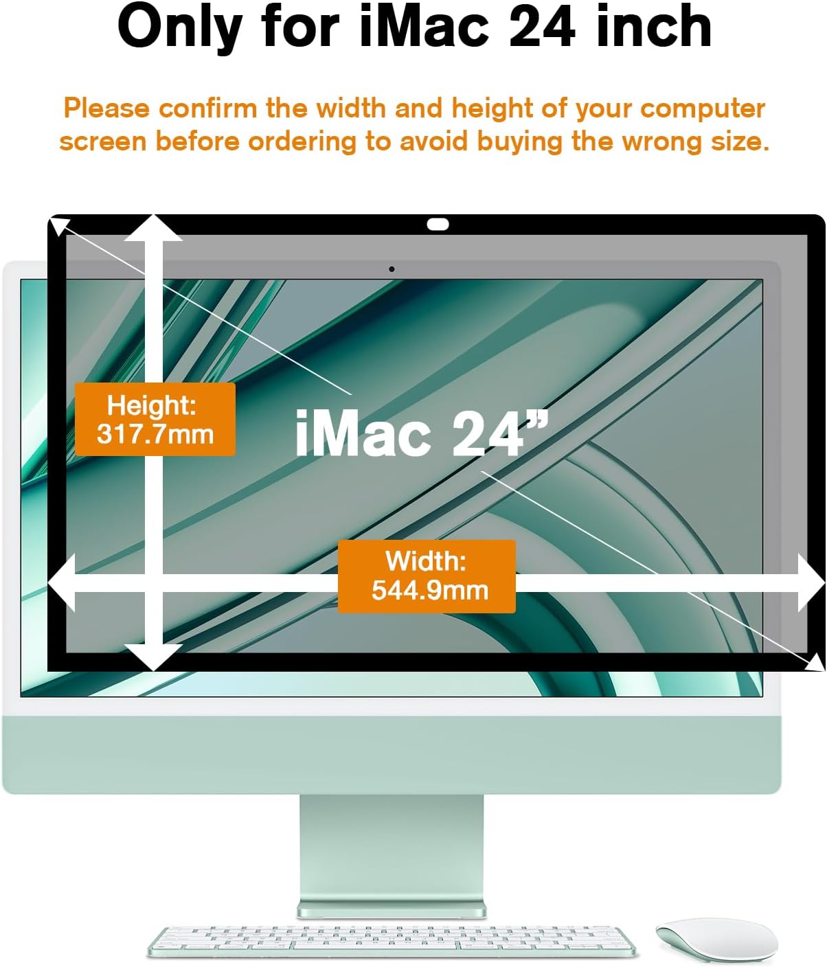 bersem Fully Removable Privacy Screen Protector Compatible with iMac 24 inch 2021 Monitor Privacy Screen for Apple Desktop Computer, Anti-Scratch UV-Blocking Privacy Screen Protector Filter