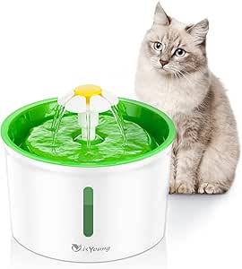 isYoung Cat Fountain 1.6L Automatic Pet Water Fountain Pet Water Dispenser, Dog/Cat Health Caring Fountain and Hygienic Dog Fountain (Green)