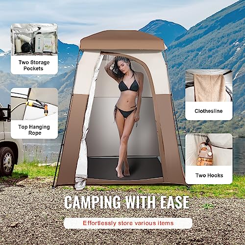 VEVOR-Camping-Shower-Tent-66-x-66-x-87-1-Room-Oversize-Outdoor-Portable-Shelter-Privacy-Tent-with-Detachable-Top-Pockets-Hanging-Rope-and-Clothesline-for-Dressing-Changing-Toilet-Bathroom