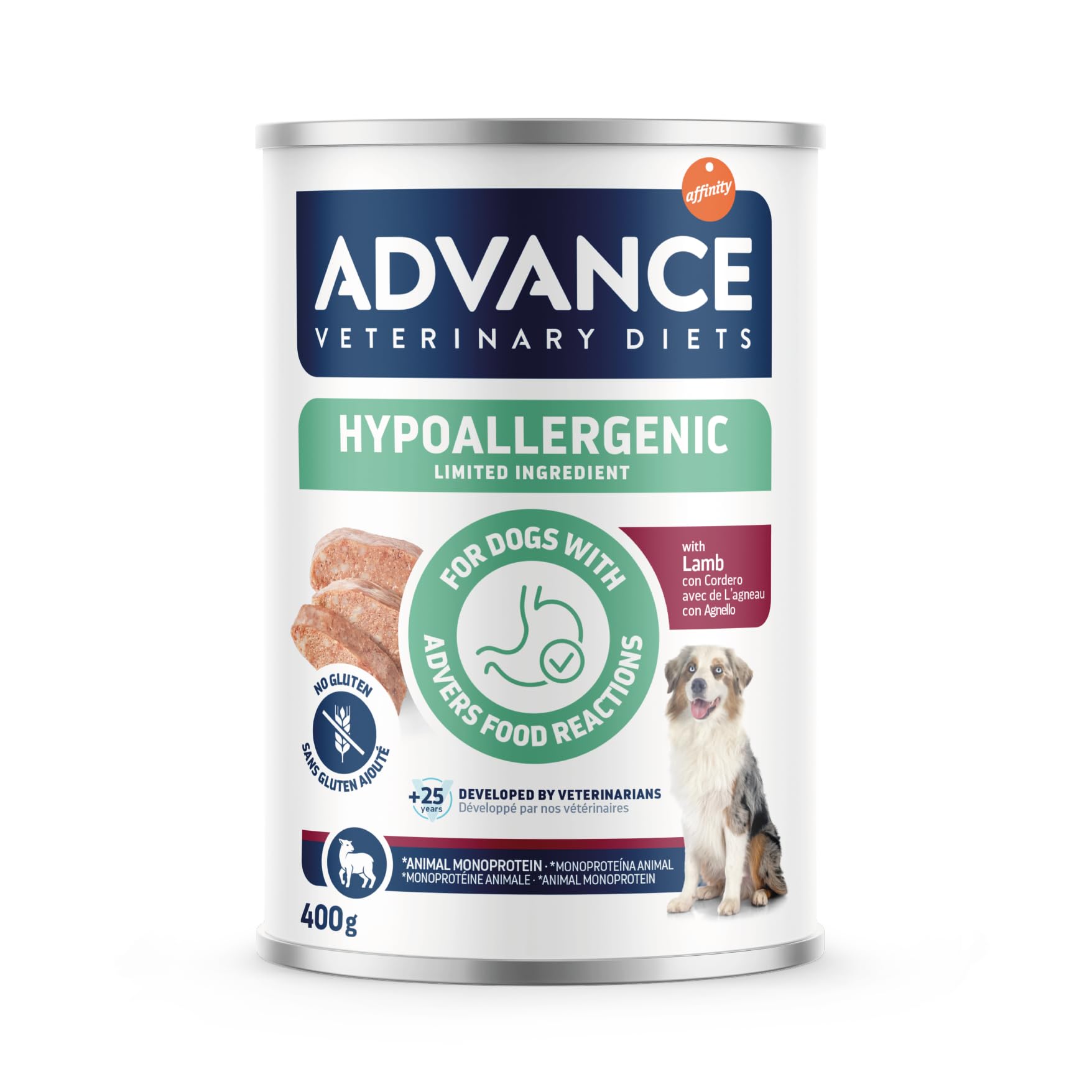 Advance Diets Nourriture Humide pour Chiens - Hypoallergenic Limited Ingredient Agneau - 6 boîtes de 400g