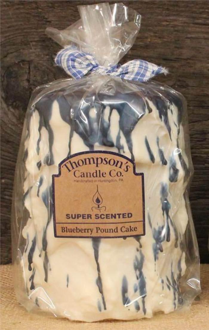 Thompson's Candle Co Super Scented LG(44 oz) Pillar 200 Hrs Blueberry Pound Cake