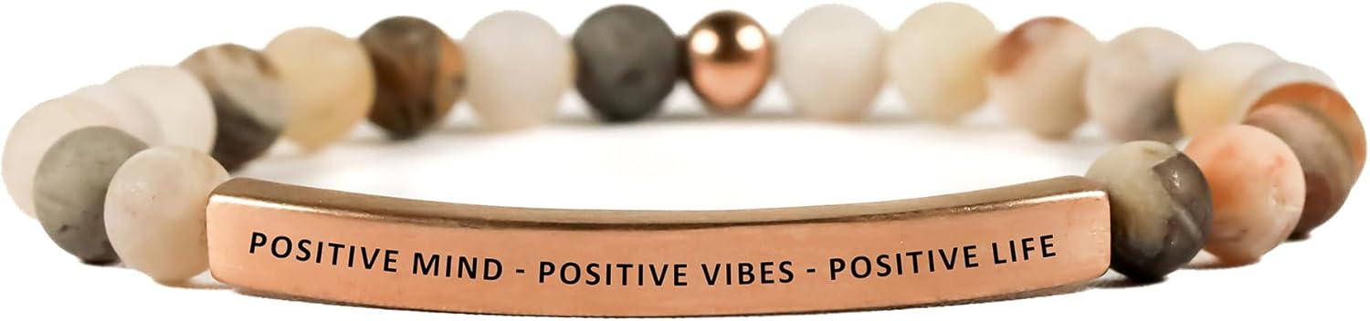 THE INSPIRATION CO. Mens Collection Unisex Stretchable Bracelets (POSITIVE MIND - POSITIVE VIBES - POSITIVE LIFE)