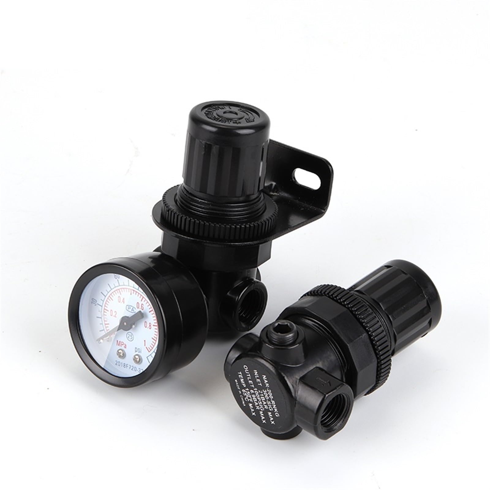 NAR-200-RNKG G1/4 Valvola di regolazione della pressione pneumatica Riduttore R07 Regolatore con manometro e staffa in lega di zinco NAR200 1 pz(NAR200 Gauge Bracket)