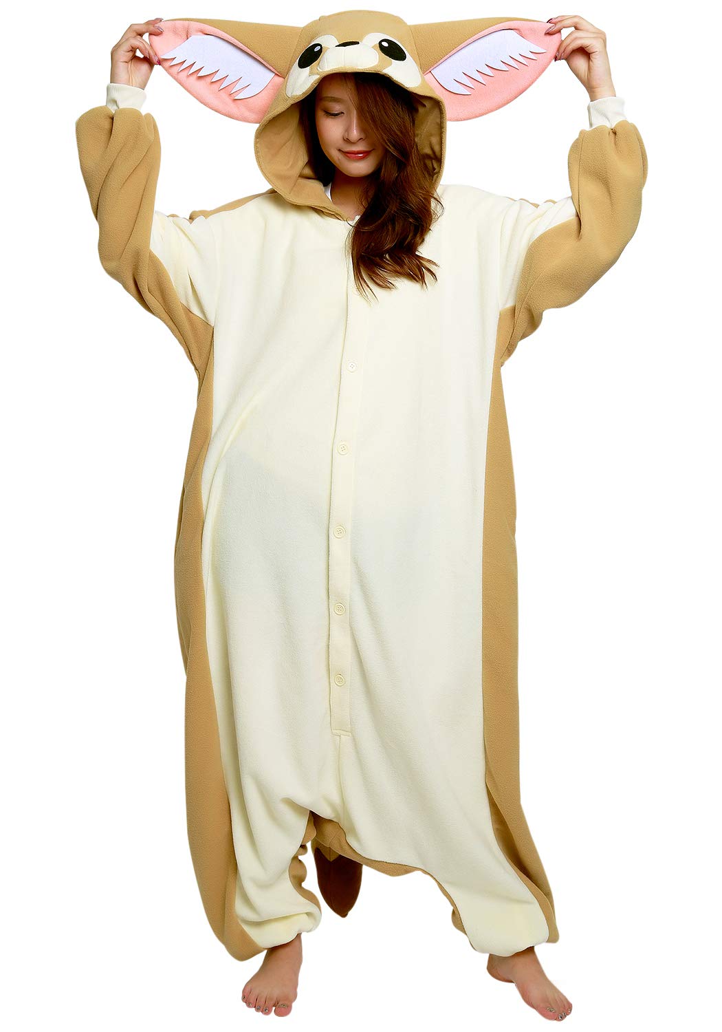 Fennec Fox Onesie Kigurumi One-Piece Costume Jumpsuit | SAZAC Kigurumi | Halloween & Carnival | for Kids and Adults | XL (170 – 195+ cm)