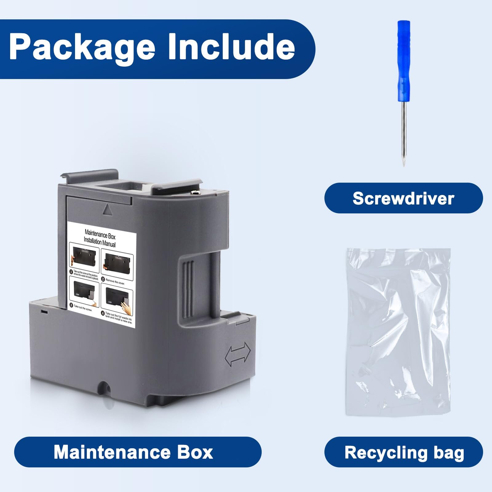 T04D1 T04D100 Ink Maintenance Box 04D1 EWMB2 Compatible with Epson ET-15000 ET-3750 ET-3760 ET-3830 ET-3860 ET-3850 ET-4850ET-5150 XP-5100 ST-2170 ST-3000 Printers