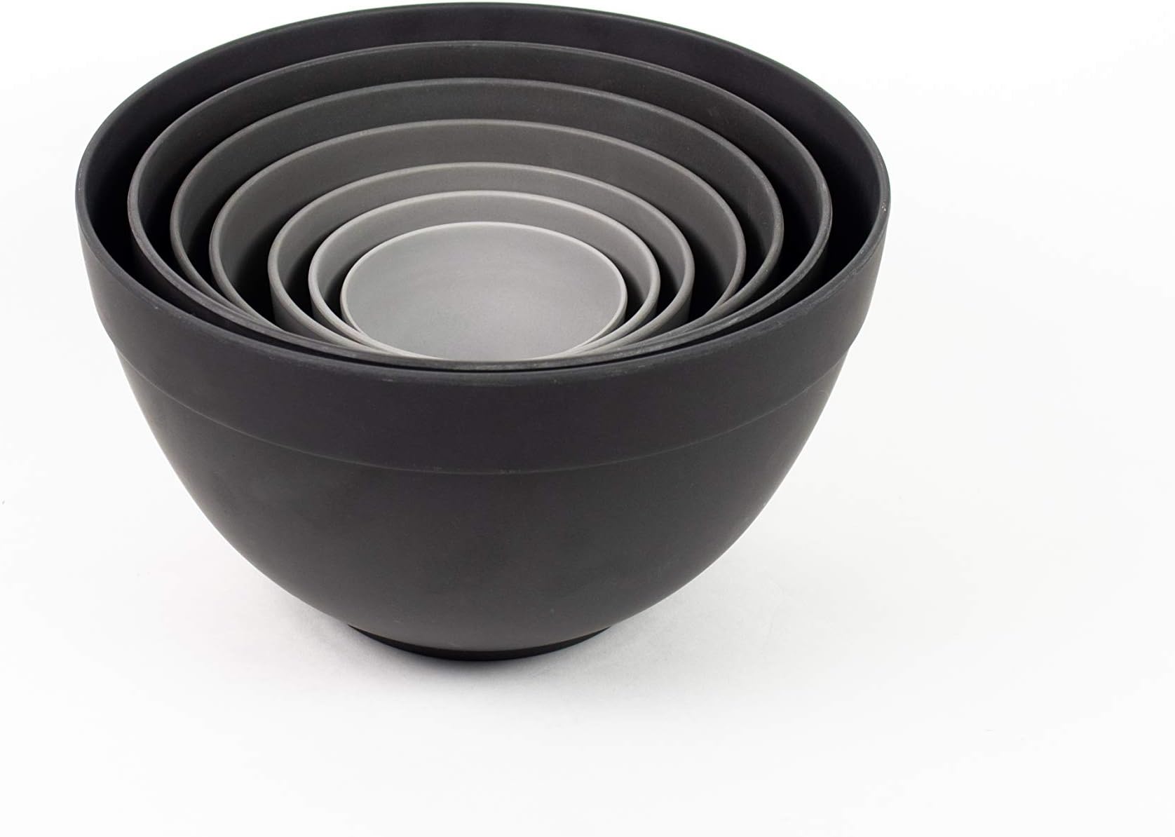 Bamboozle Nesting Bowls Set for Mixing and Serving, Dishwasher Safe, 7 Piece, Grey