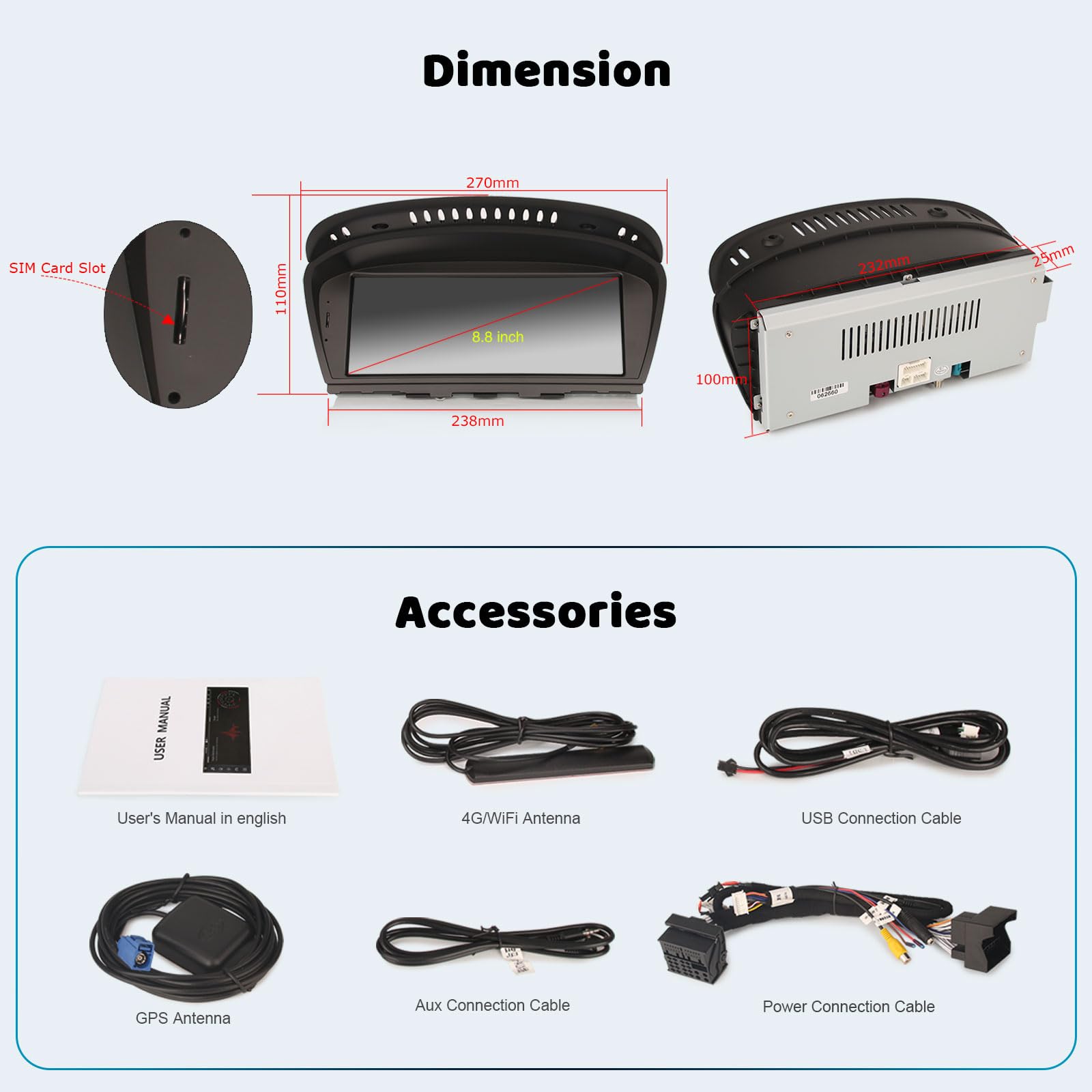 Erisin 8,8 Pouces 8 Core 4+64 Go Android 14 Autoradio GPS stéréo de Voiture pour série 3 E90 E91 E92 E93 Série 5 E60 E61 E63 E64 Carplay Android Auto DSP IPS 4G WiFi Dab+ - Système CIC