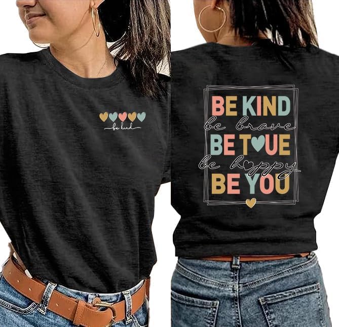 Be Kind Shirt for Women Teacher Kindness Positive Message Tshirt Dandelion Graphic Summer Tee Tops - Image 3