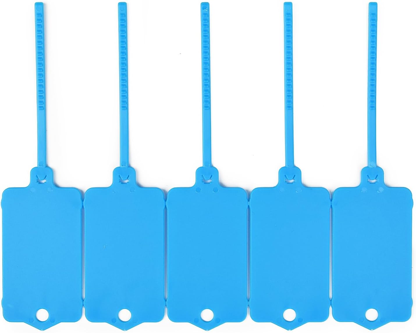 100pcs Blank Plastic Tags for Labeling Reusable Hanging Tags Ties Key Tag Storage Labels Waterproof Plastic Mark Label Writable Hang Sign with One Marker Pen (Blue) - Image 7