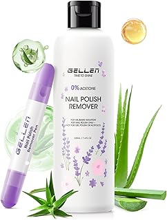 Gellen Nail Polish Remover Kit with Corrector Pen, 9.47fl oz Non-Acetone Nourishing Formula Unscented Nail Polish Remover, Soft Aloe & Vitamin E Infusion, Perfect for Home DIY or Salon Use