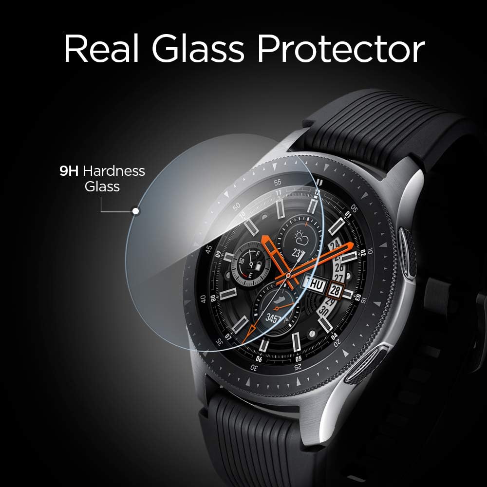 Spigen Tempered Glass Screen Protector [GlasTR Slim] Designed for Galaxy Watch 46mm (2018) / Gear S3 Classic (2016) / Gear S3 Frontier (2016) [9H Hardness/Case-Friendly] - 3 Pack