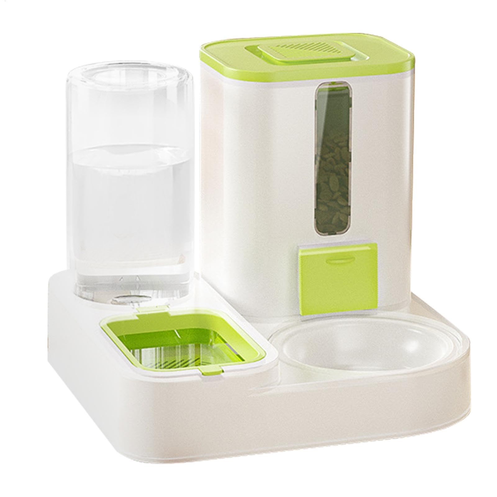 Comedero para Mascotas, Dispensador de Agua for Perros, alimentador automático for Mascotas Gran Capacidad, Reutilizable(Green)