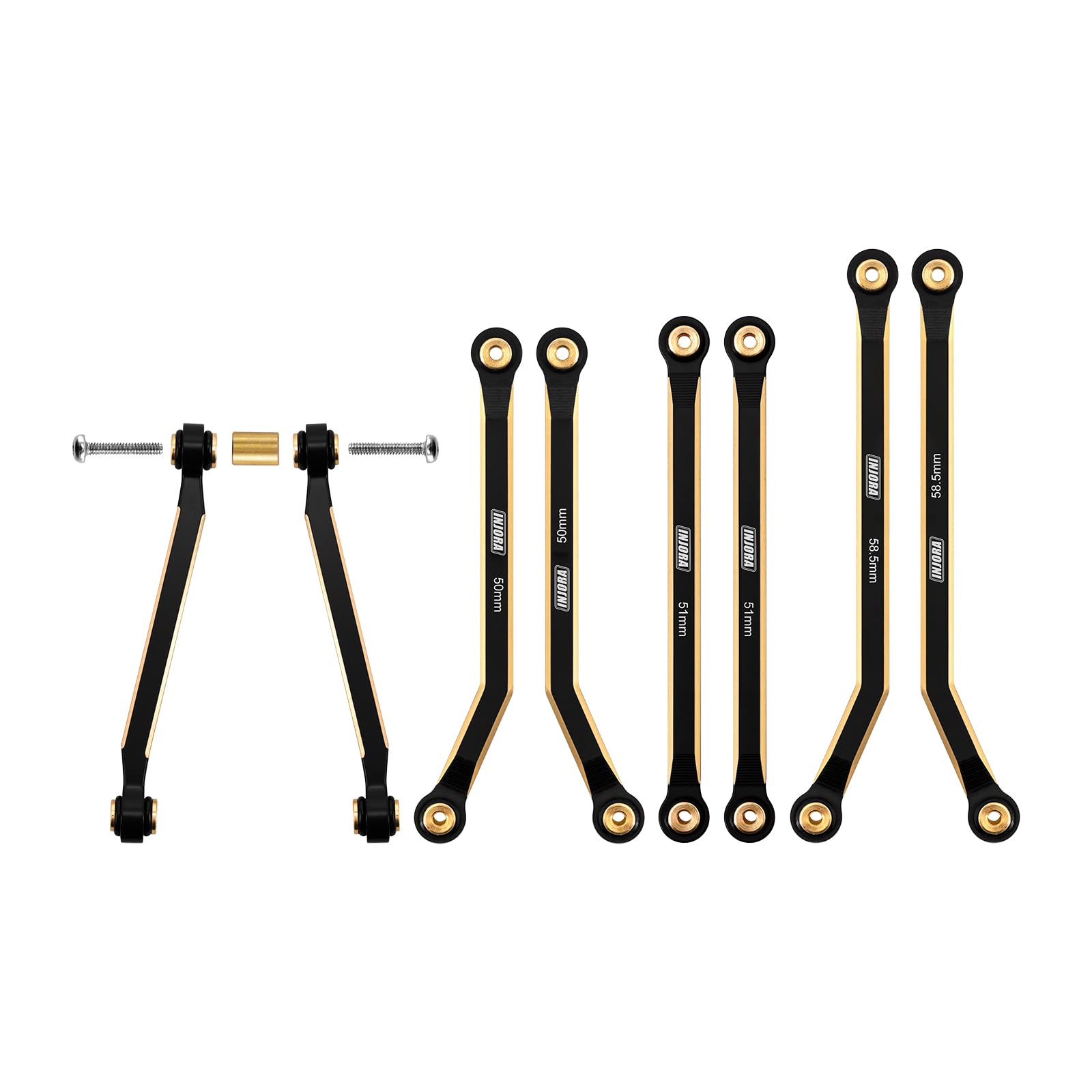 INJORA High Clearance Front 4 Links Set 37g Heavy Brass Links for SCX24 C10 JLU Bronco 4Runner Base Camp 1/24 RC Crawler Car, 8PCS