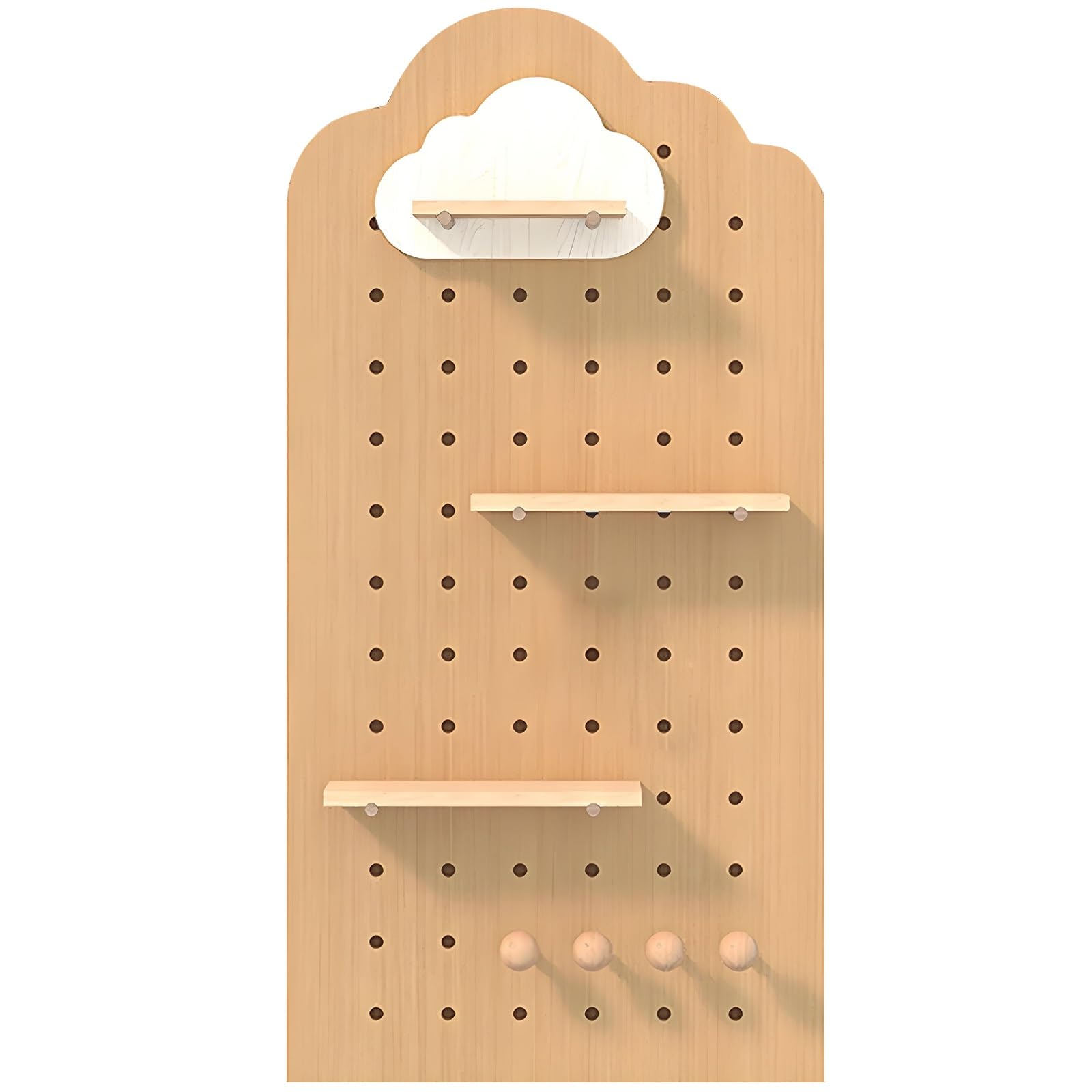 Wand-Organizer aus Holz für Stecktafel, Kombinationsset für Pegboard Zur Wandmontage, Diy-Aufbewahrungsregal Zum Aufhängen zu Hause und Im Büro(Yellow)