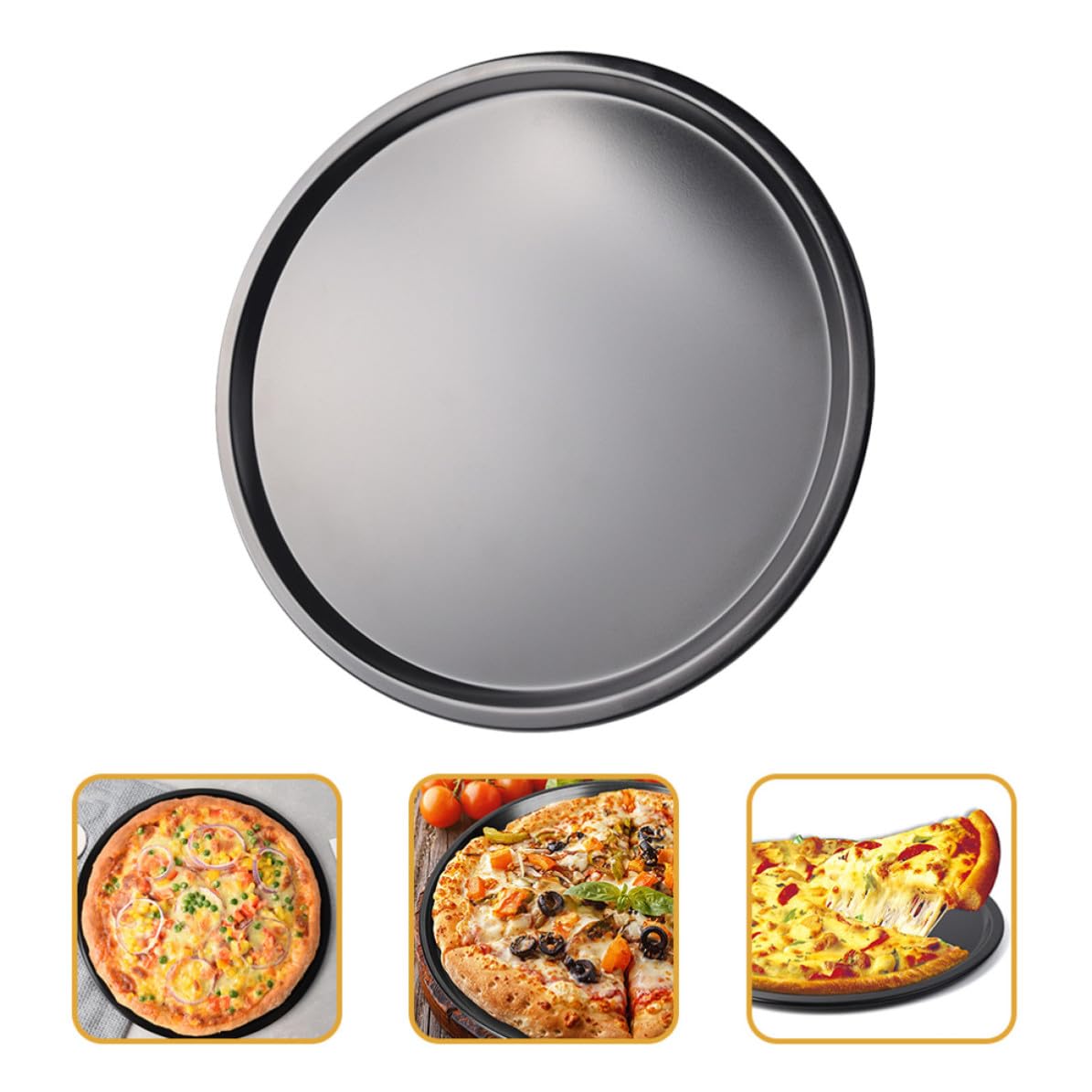 Teglia per Pizza Rotonda Antiaderente 2 Pezzi in Acciaio al Carbonio