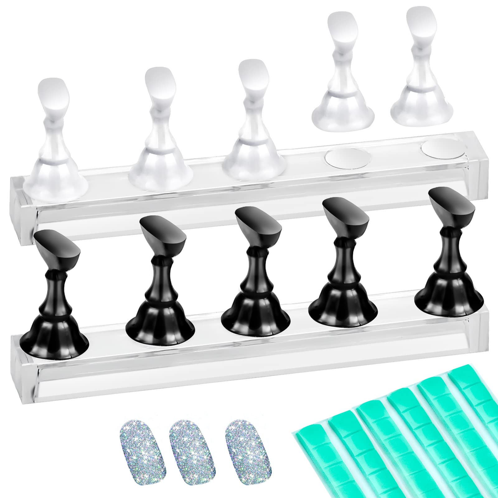 Nagelständer-Set Mit Magneten – 4 Stück Halter + 600 Klebepads – Acryl-Übungsständer Für Press-On-Nails & Nagelkunst – Für Salon & Zuhause