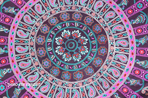 Hippie Room Decor Meditation Boho Floor Pillow Outdoor Cushion Cover Mandala 32 Inch Round Floor Bohemian Sitting Pouf Seating Adult Morrocan Floor Pillow Indian Circular Purple Circle #TOP5