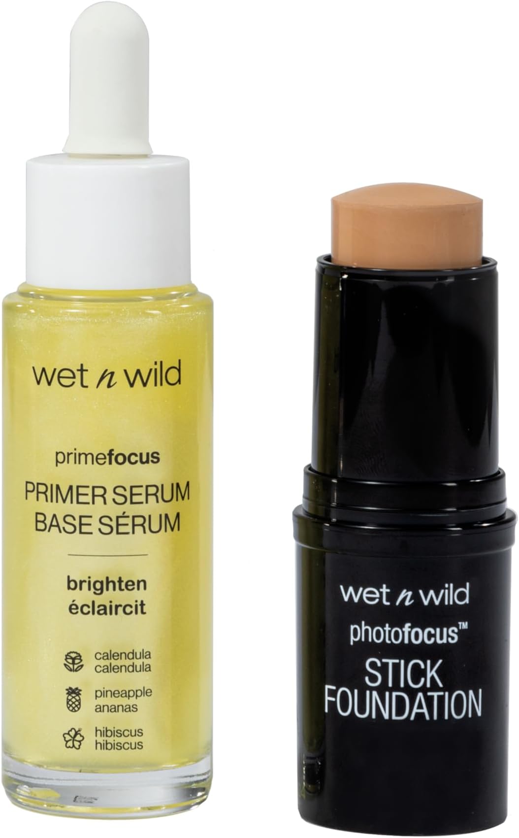 Wet n WildGlow Me Up Set, Make-up Set with Brightening Face Primer Serum & Photo Focus Stick Foundation in Soft Beige Shade, Face Make-up Set for Radiance Boost and Intense Moisture