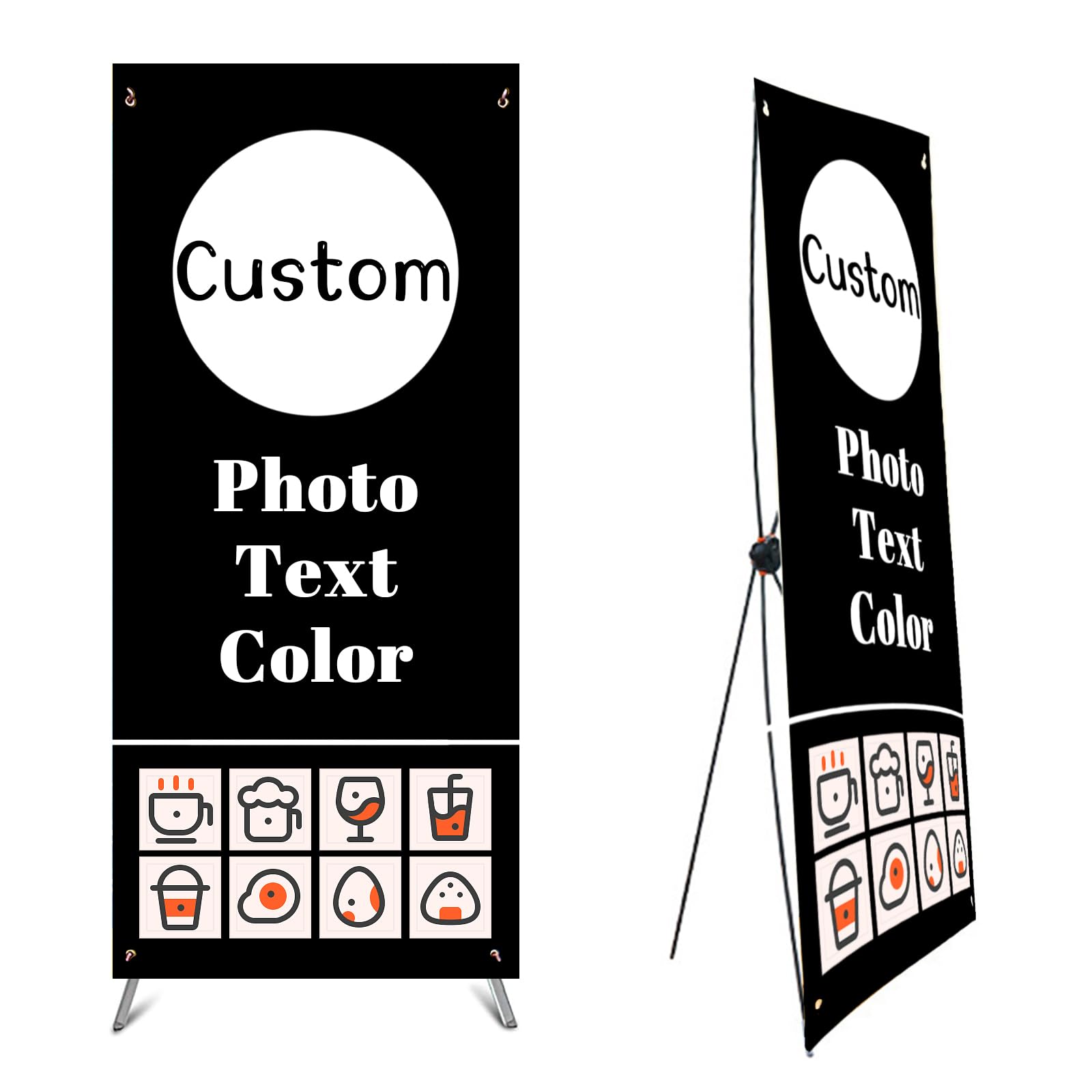RoPox Adjustable Reinforced X Banner Stand, Fits Banner Sizes 23"X 63" to 32"X78", Customizable Height, Lightweight, Aluminium & ABS Material, Ideal for Indoor & Outdoor Use