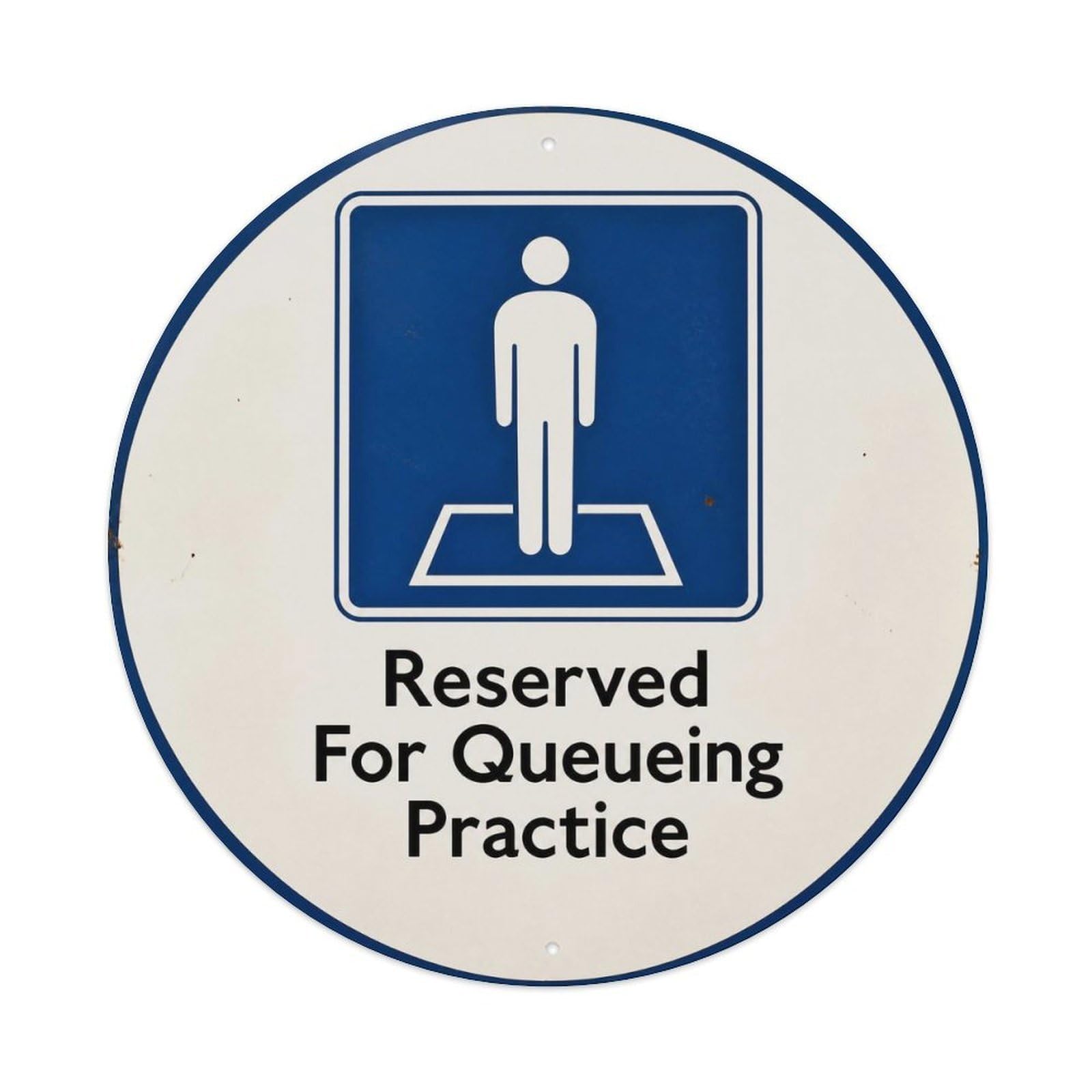 Olyhtr 8X8inch Classic Style Queue Etiquette Retro Warning British Classic Badge Metal Tin Sign