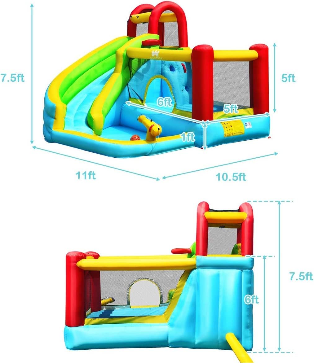 Honey Joy Inflatable Water Slide, Bounce House & Park w/Splash Pool Slides, Climbing Wall, Indoor Outdoor Blow up Slides Inflatables for Kids and Adults Backyard(GFCI 550w Blower)